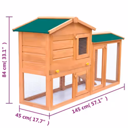 vidaXL Outdoor Large Rabbit Hutch Small Animal House Pet Cage Wood Habitat - Additional view 6