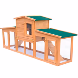 vidaXL Large Rabbit Hutch Small Animal House Pet Cage with Roofs Wood Habitat