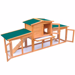 vidaXL Large Rabbit Hutch Small Animal House Pet Cage with Roofs Wood Habitat