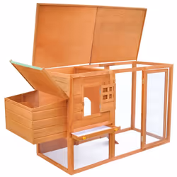 vidaXL Outdoor Chicken Cage Hen House with 1 Egg Cage Wood Coop Carrier House - Additional view 2