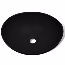 vidaXL Ceramic Basin Oval Black 40x33x13.5cm Bathroom Sink Countertop Fixture
