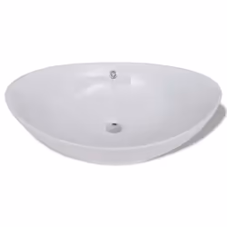 vidaXL Ceramic Basin Oval with Overflow 59x38.5x19cm Bathroom Fixture Sink