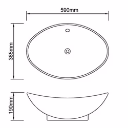 vidaXL Ceramic Basin Oval with Overflow 59x38.5x19cm Bathroom Fixture Sink - Additional view 6