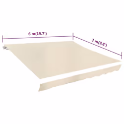 vidaXL Awning Top Sunshade Canvas Cream 6 x 3 m Canopy Replacement Canvas Top