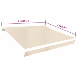 vidaXL Awning Top Sunshade Canvas Cream 6 x 3 m Canopy Replacement Canvas Top - Additional view 5