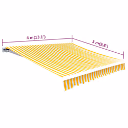 vidaXL Awning Top Sunshade Canvas Sunflower Yellow and White 4 x 3 m Awning - Additional view 4