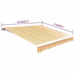 vidaXL Awning Top Sunshade Canvas Sunflower Yellow and White 6 x 3 m Awning - Additional view 5