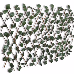 vidaXL 5x Expandable Willow Trellis Fence with Artificial Leaves Palisade