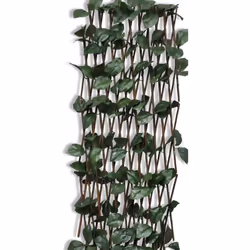 vidaXL 5x Expandable Willow Trellis Fence with Artificial Leaves Palisade
