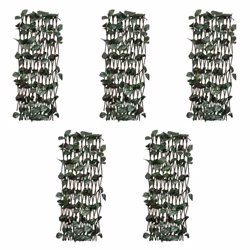 vidaXL 5x Expandable Willow Trellis Fence with Artificial Leaves Palisade - Additional view 4