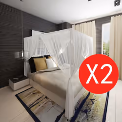 vidaXL 2x Mosquito Nets Square 3 Openings Bed Insect Bug Control Screen Mesh