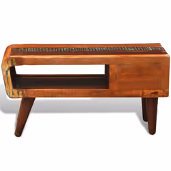 vidaXL Coffee Table with Curved Edge 1 Drawer Reclaimed Wood Home Furniture - Additional view 6