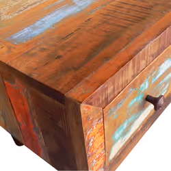 vidaXL Coffee Table with Curved Edge 1 Drawer Reclaimed Wood Home Furniture - Additional view 7