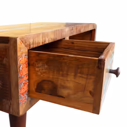 vidaXL Coffee Table with Curved Edge 1 Drawer Reclaimed Wood Home Furniture - Additional view 8