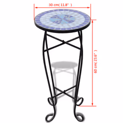 vidaXL Mosaic Side Table Blue White Outdoor Balcony Furniture Plant Stand - Additional view 4