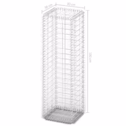vidaXL Gabion Basket with Lid Galvanized Wire 100x30x30cm Patio Retaining Wall