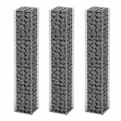 vidaXL 3x Gabions Garden Wall Stone Galvanised Wire 25x25x150cm Basket Cage
