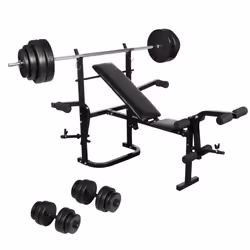 vidaXL Folding Weight Bench Dumbbell Barbell Set Home Gym Training Strength