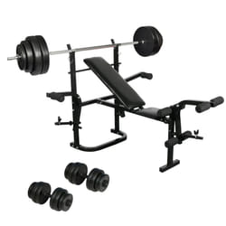 vidaXL Folding Weight Bench Dumbbell Barbell Set Home Gym Training Strength