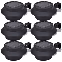 vidaXL Outdoor Solar Lamp Set 6 pcs Black Garden Fence Light Gutter Light
