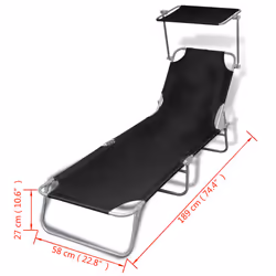 VidaXL 41197 outdoor chair Lounge Padded seat Polyester Black - Additional view 7