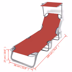 VidaXL 41198 outdoor chair Lounge Padded seat Polyester Red - Additional view 7