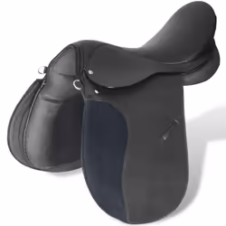 Horse Riding Saddle Set 16" Real Leather Black 14 cm 5-in-1 - Additional view 4