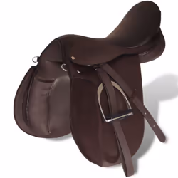 vidaXL Horse Riding Saddle Set 17.5" Real Leather Brown 12cm 5-in-1 Equestrian