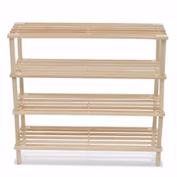 vidaXL 2x Solid Fir Wood 4-Tier Shoe Racks Footwear Organiser Storage Holder