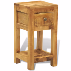 Solid Wood Display Side Table Nightstand 1Drawer Livingroom Square Durable - Additional view 2