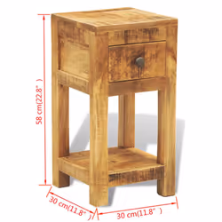 Solid Wood Display Side Table Nightstand 1Drawer Livingroom Square Durable - Additional view 3