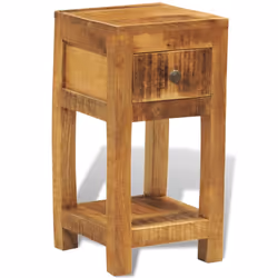 Solid Wood Display Side Table Nightstand 1Drawer Livingroom Square Durable - Additional view 4