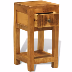 Solid Wood Display Side Table Nightstand 1Drawer Livingroom Square Durable - Additional view 6