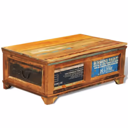 vidaXL Coffee Table with Storage Vintage Reclaimed Wood Side End Tea Stand