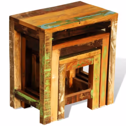 Reclaimed Solid Wood Set of 3 Nesting Tables Vintage Antique-style Handmade - Additional view 2