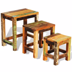 Reclaimed Solid Wood Set of 3 Nesting Tables Vintage Antique-style Handmade - Additional view 4