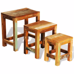 Reclaimed Solid Wood Set of 3 Nesting Tables Vintage Antique-style Handmade - Additional view 5