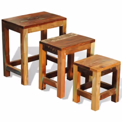 Reclaimed Solid Wood Set of 3 Nesting Tables Vintage Antique-style Handmade - Additional view 7