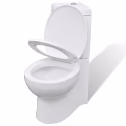 vidaXL WC Ceramic Bathroom Corner Toilet White Soft-close Seat Water Saving