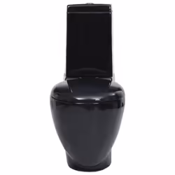 vidaXL WC Ceramic Toilet Bathroom Round Toilet Bottom Water Flow Black Bidet - Additional view 4