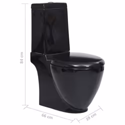 vidaXL WC Ceramic Toilet Bathroom Round Toilet Bottom Water Flow Black Bidet - Additional view 8