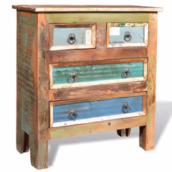 vidaXL Cabinet Solid Reclaimed Wood with 4 Drawers Standing Storage Cupboard - Additional view 2