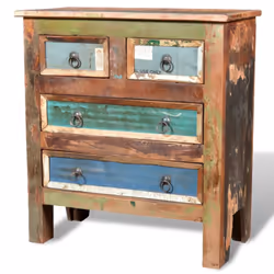 vidaXL Cabinet Solid Reclaimed Wood with 4 Drawers Standing Storage Cupboard - Additional view 4