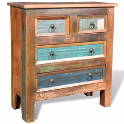 vidaXL Cabinet Solid Reclaimed Wood with 4 Drawers Standing Storage Cupboard - Additional view 8