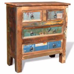 vidaXL Cabinet Solid Reclaimed Wood with 4 Drawers Standing Storage Cupboard - Additional view 9