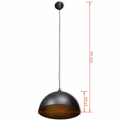 vidaXL 2x Ceiling Lamp Height-adjustable Semi-spherical Black Lighting Fixture - Additional view 10
