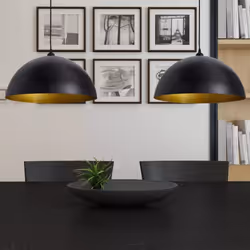 vidaXL 2x Ceiling Lamp Height-adjustable Semi-spherical Black Lighting Fixture - Additional view 2