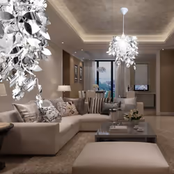 vidaXL Leaves Paillette Pendant Chandelier Lamp 21.5x30cm Silver Ceiling Light - Additional view 5
