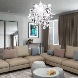 vidaXL Leaves Paillette Pendant Chandelier Lamp 21.5x30cm Silver Ceiling Light - Additional view 7