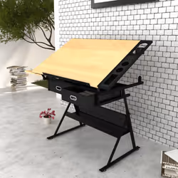 vidaXL Two Drawers Tiltable Tabletop Drawing Table with Stool Computer Desk - Additional view 6